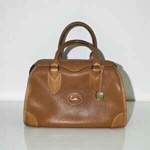 Vintage Dooney & Bourke Gladstone Satchel British Tan All Weather Leather AUTH